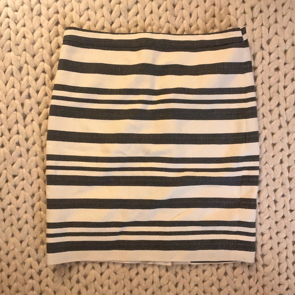 J. Crew Blue/White Striped high waist pencil skirt